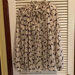 H&M Ruffle Neck Floral Top Sz XL